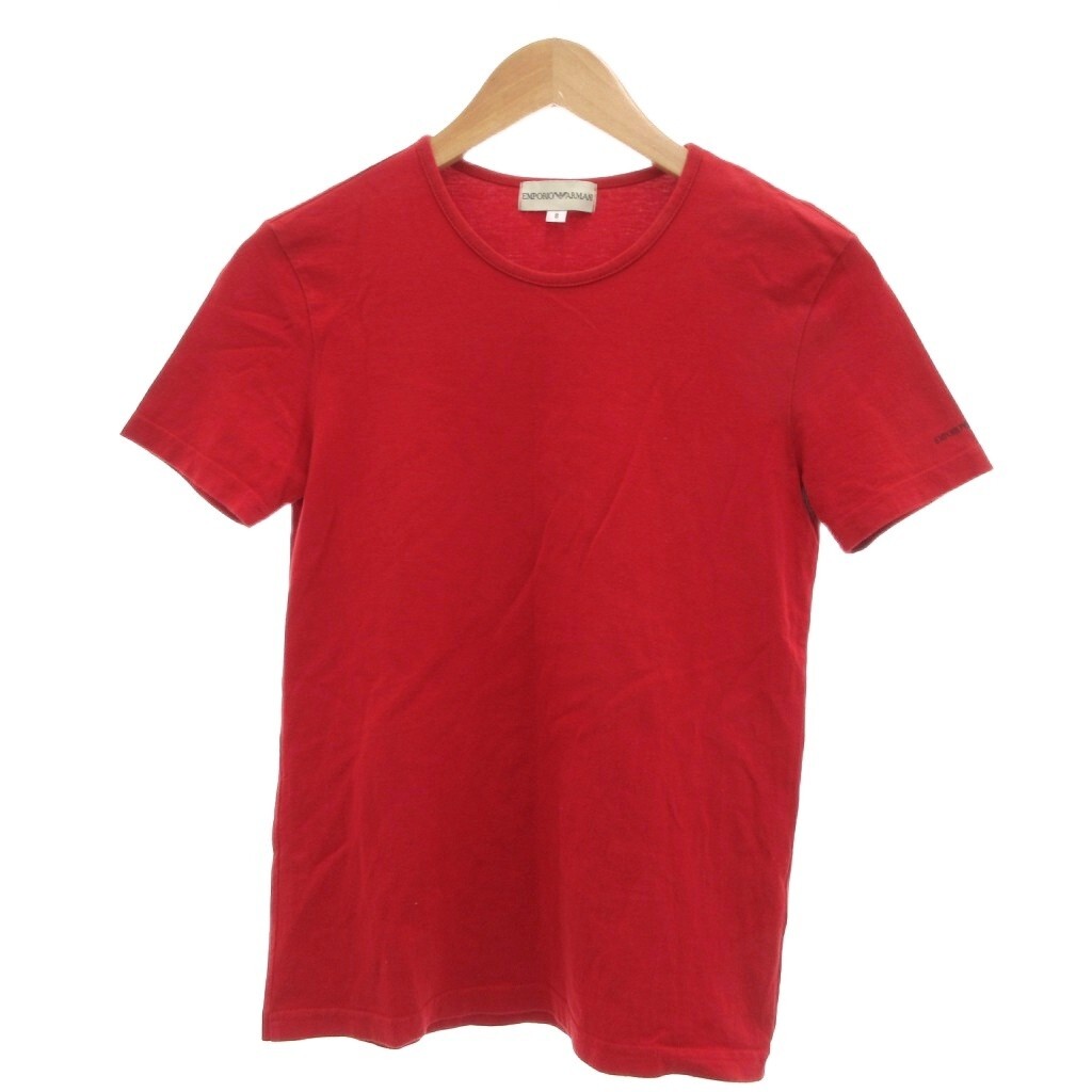 エンポリオアルマーニ EMPORIO ARMANI Tシャツ 半袖 袖ロゴ S 赤 レッド /UO ■GY14 メンズ拍卖