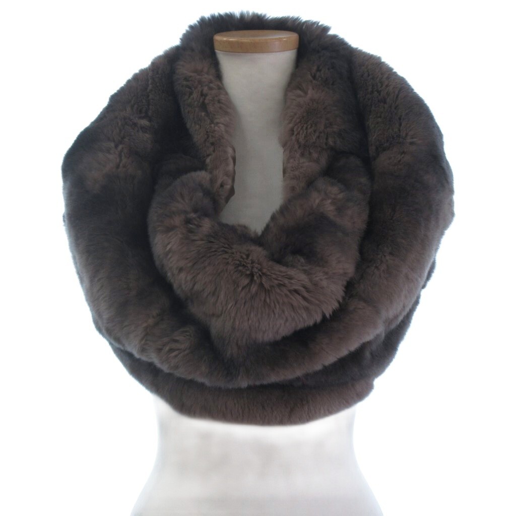 スピック&スパン ノーブル Spick&Span Noble 美品 スヌード マフラー レッキスラビットファー 毛皮 茶 ブラウン 小物拍卖