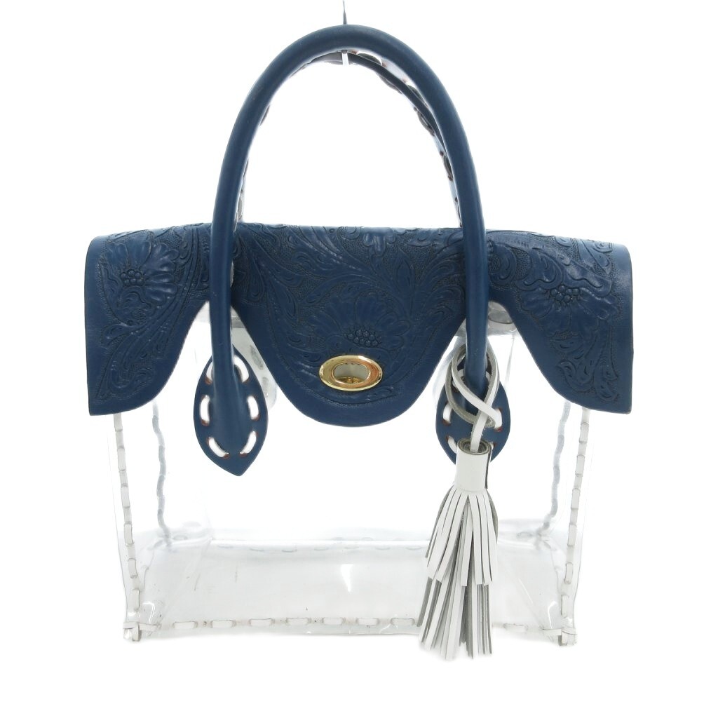 カービングトライブス グレースコンチネンタル CARVING TRIBES ハンドバッグ PVC レザー クリア ブルー /UO レディース拍卖