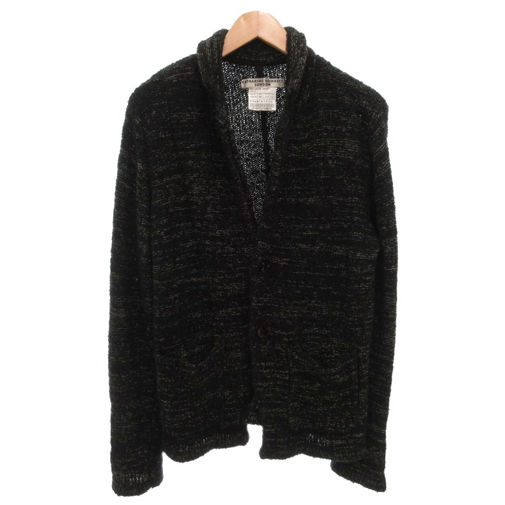 キャサリンハムネットロンドン KATHARINE HAMNETT LONDON メランジニットジャケット 2B LL 黒 ブラック /FF ■YHS1 メンズ拍卖