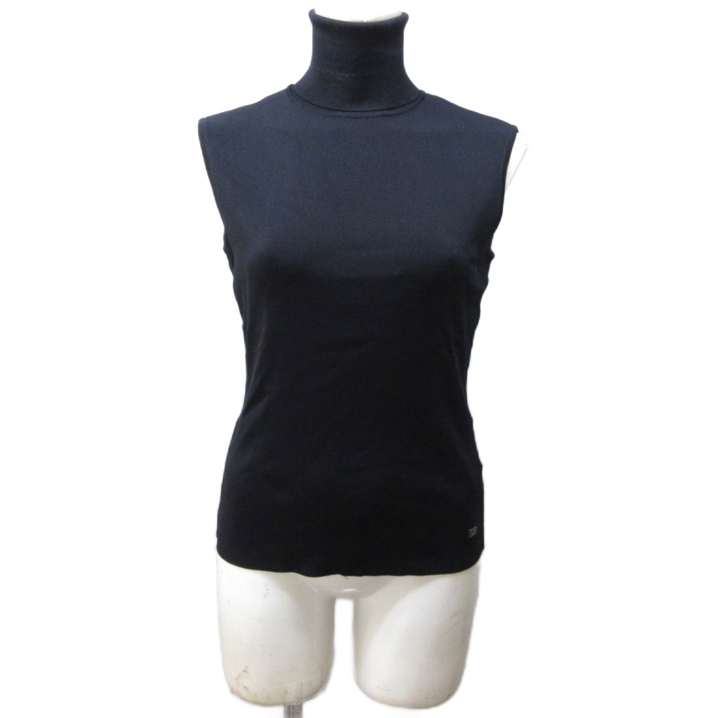 フォクシー FOXEY タートルネック ニット セーター ノースリーブ 黒 ブラック 38 約S IBO79 0906 レディース拍卖