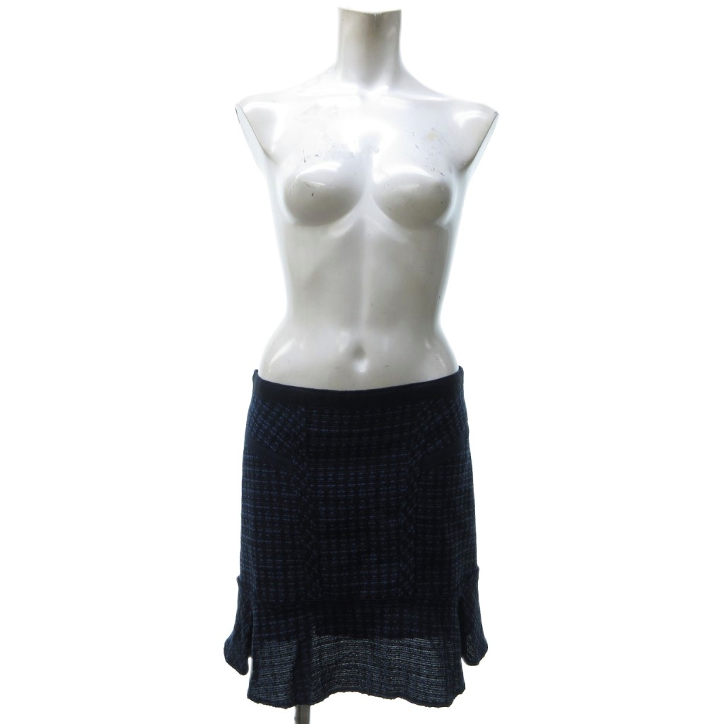 未使用品 マークバイマークジェイコブス MARC by MARC JACOBS タグ付き フレアスカート ひざ丈 Aライン 総柄 青 ブルー 4 約L拍卖