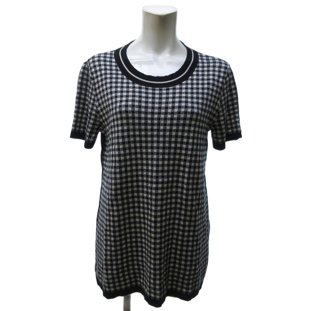 マックスマーラ ウィークエンドライン MAX MARA WEEKEND LINE 美品 カットソー Tシャツ 半袖 チェック柄 白 ホワイト 黒 ブラック M拍卖