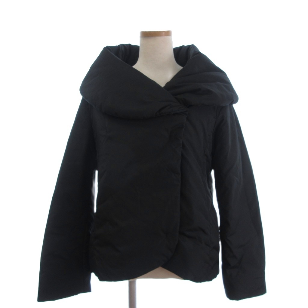 未使用品 イェッカヴェッカ 中綿ボリュームネックジャケット 長袖 無地 70168124000 黒 ブラック F レディース拍卖