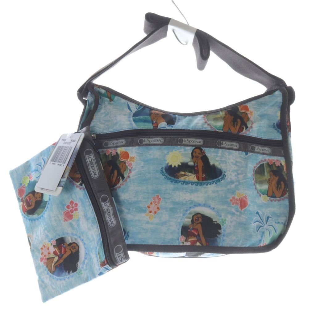 未使用品 レスポートサック LesportSAC Disney モアナと伝説の海 Wave Reader Hobo ショルダーバッグ ポーチ付き 青 ブルー グレー /SR3 レ拍卖