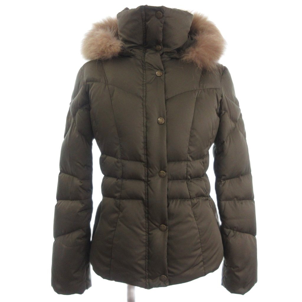 ルスーク Le souk ファー フーデッド ダウンジャケット コート カーキ系 36 S位 レディース拍卖