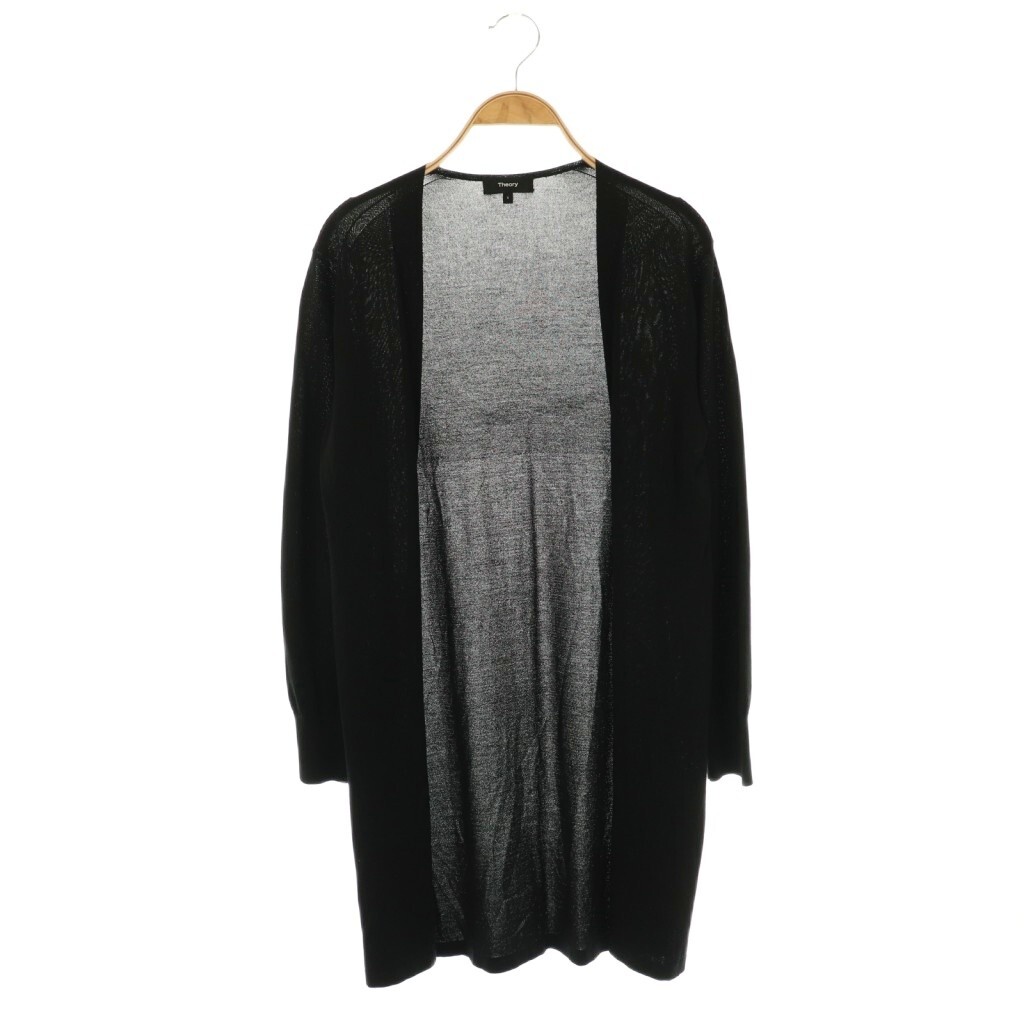 セオリー Theory WAXED CREPE MIDI CARAD カーディガン 前開きトッパー 長袖 S 黒 ブラック /AT ■OS レディース拍卖