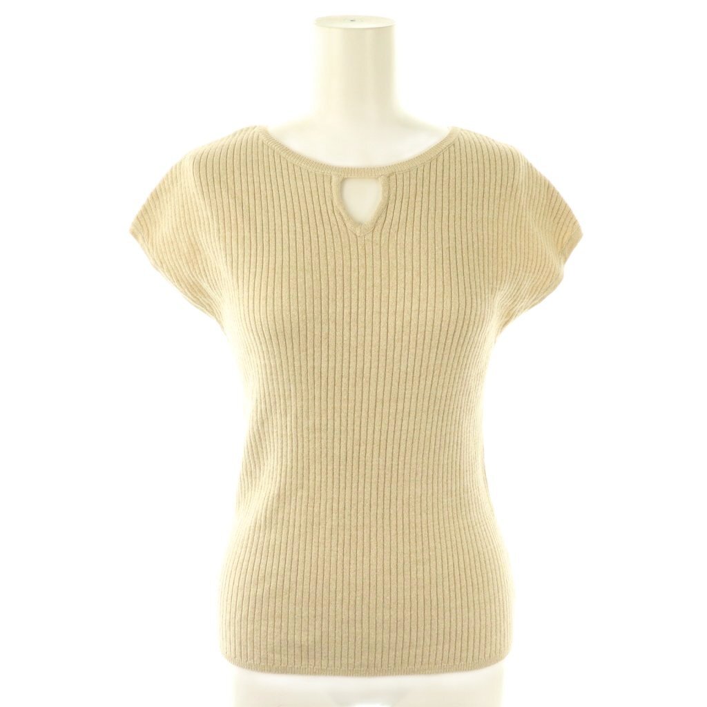 ナチュラルクチュール natural couture 三角あき2WAYノースリラメニット カットソー F ベージュ /DF ■OS レディース拍卖
