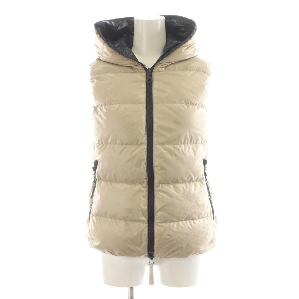 デュベティカ DUVETICA FEBE ダウンベスト ジップアップ フード ナイロン アウター 38 ベージュ D91101U1035R /AN26 レディース拍卖