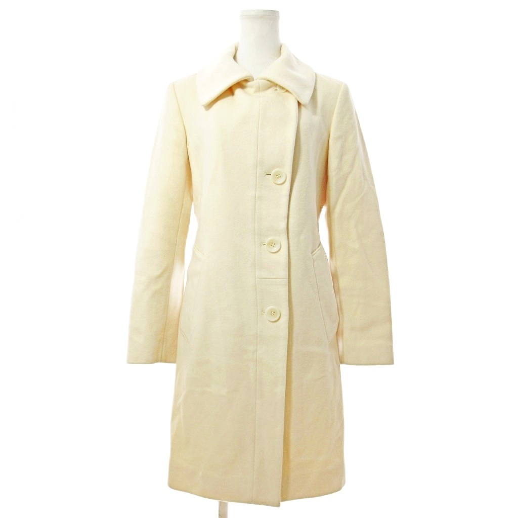 ミッシェルクラン MICHEL KLEIN MKMK チェスターコート ジャケット カシミア混 ウール 38 オフホワイト 白 0918 ■YHS4 レディース拍卖