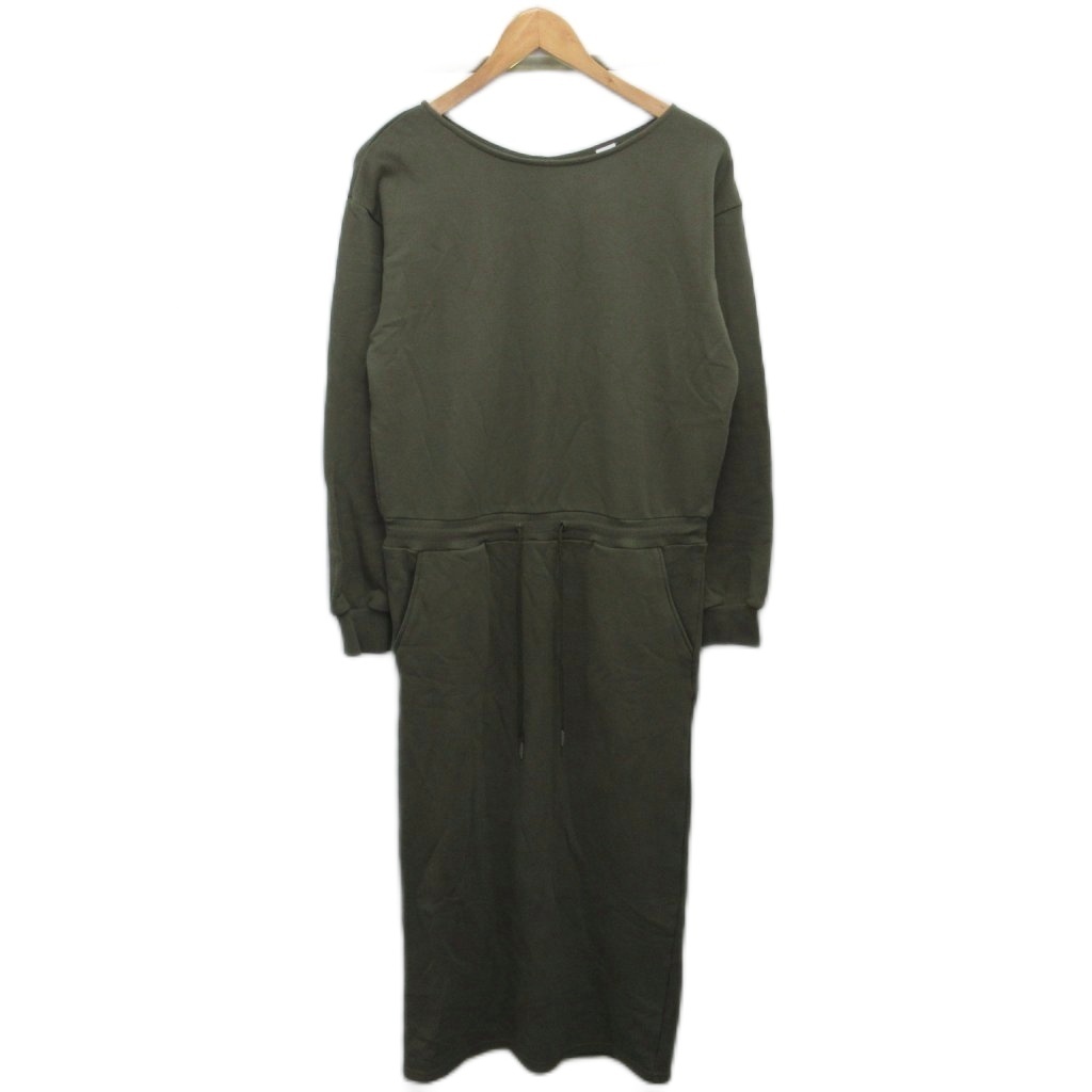 シップス SHIPS スウェットワンピース ウエストドローコード マキシ ロング S カーキ 314-55-0490 レディース拍卖