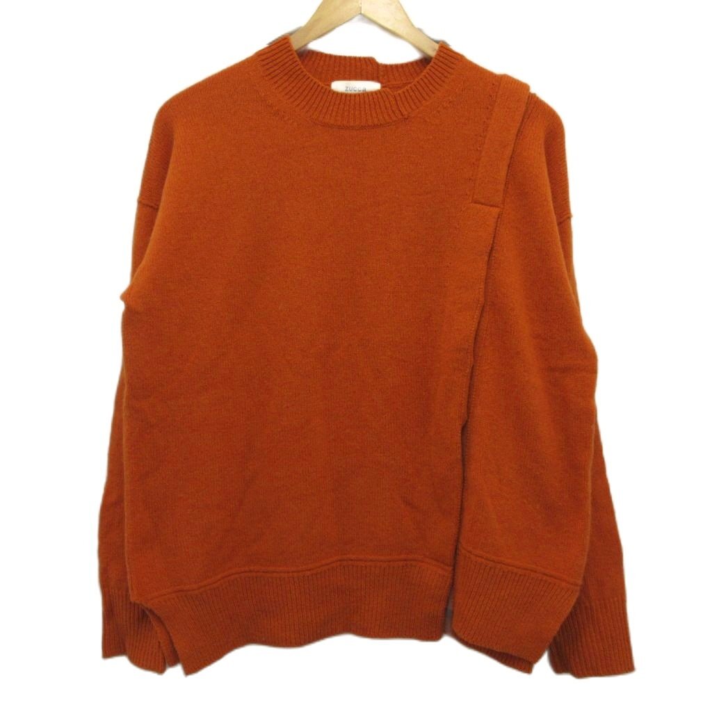ズッカ zucca ニット セーター ローゲージ ウール 変形 M オレンジ ZU83KN085 ■YHS4 レディース拍卖