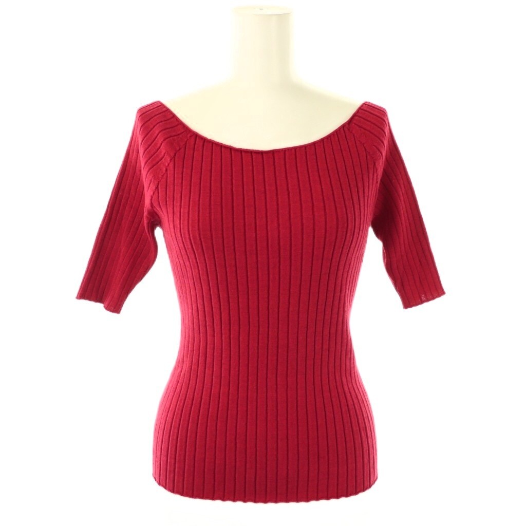 ピンキー&ダイアン ピンダイ PINKY&DIANNE ワイドRIBオフショルダーニット カットソー 半袖 38 赤 レッド /AT ■OS レディース拍卖