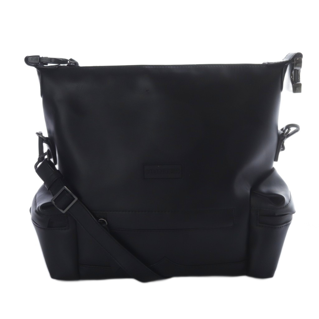 ハンター HUNTER ラバライズドレザー ショルダーバッグ ロゴ 黒 ブラック /SR レディース拍卖