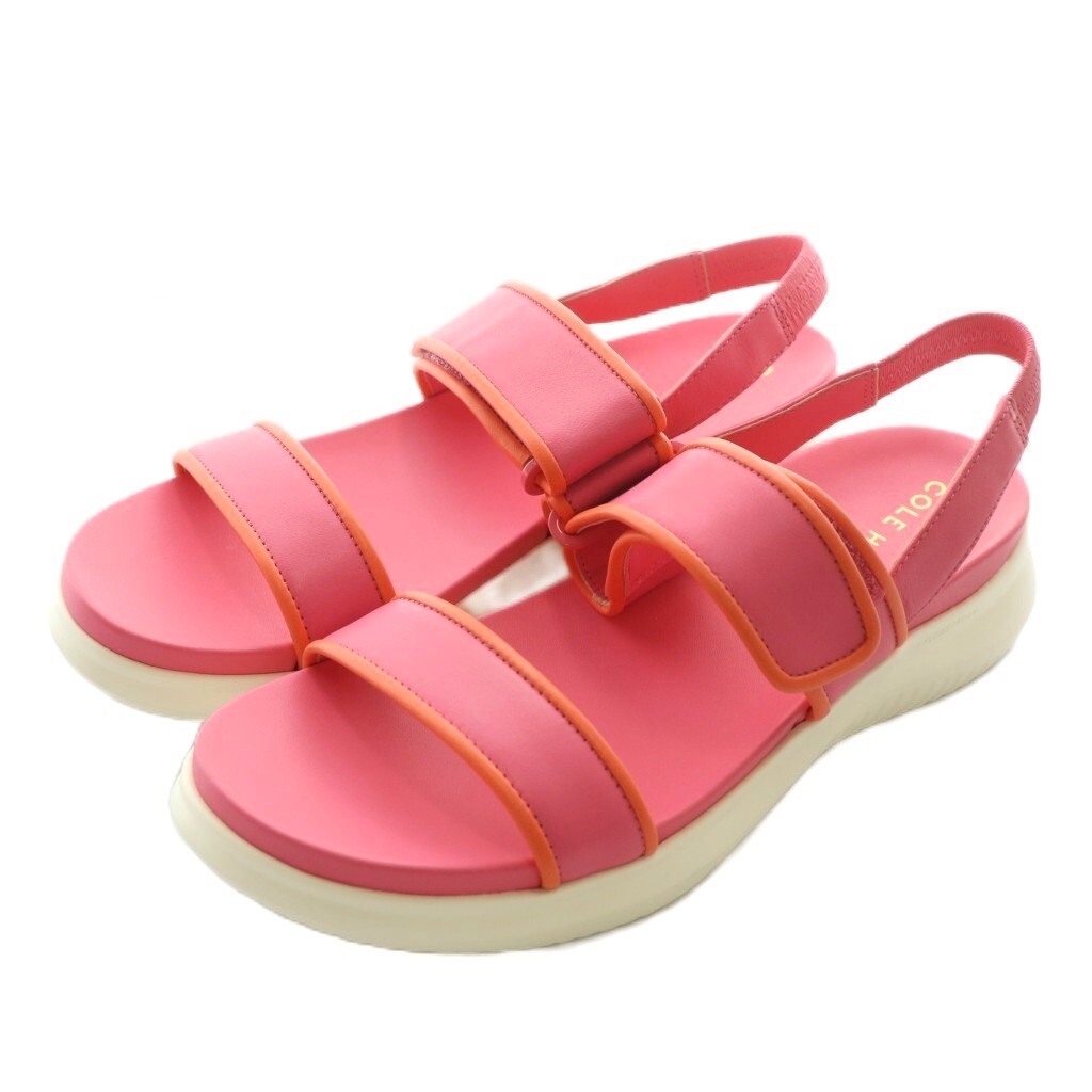 コールハーン COLE HAAN ゼログランド メリット スポーツサンダル ラバー オープントゥ ストラップ 7B 24cm ピンク オレンジ W30262拍卖