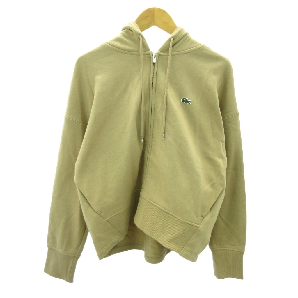 ラコステ LACOSTE ジップアップ パーカー フーディ ワニ ロゴ 刺繍 36 ベージュ 0921 ■YHS5 レディース拍卖
