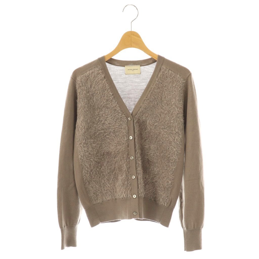 ユナイテッドアローズ UNITED ARROWS シャギーVネック カーディガン ニット モカ /DF ■OS レディース拍卖