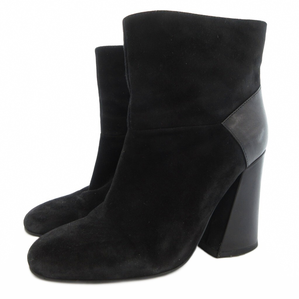 シーバイクロエ SEE BY CHLOE ショートブーツ チャンキーヒール スエード レザー 36 黒 ブラック /NU レディース拍卖