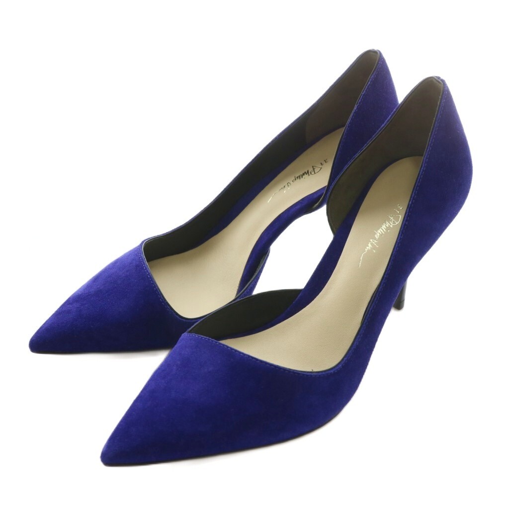 3.1 フィリップリム 3.1 phillip lim パンプス スエード ポインテッドトゥ ハイヒール 37.5 24.5cm 青 ブルー /XZ ■GY19 レディース拍卖
