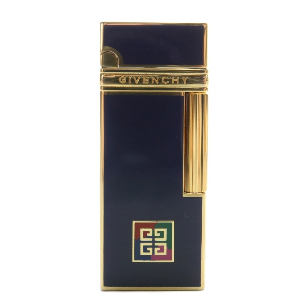ジバンシィ GIVENCHY 2400 ガスライター 喫煙具 タバコ ローラー式 4G ロゴ ネイビー ゴールドカラー 紺 金色 /XZ ■GY11 その他拍卖