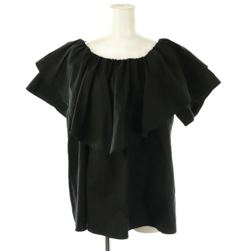 ダイアグラム グレースコンチネンタル Diagram GRACE CONTINENTAL 25SS フリルオフショルトップ ブラウス 38 ブラック /DF ■OS レディース拍卖
