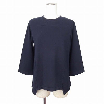 ズッカ zucca スウェット トレーナー 七分袖 切替 M 紺 レディース拍卖