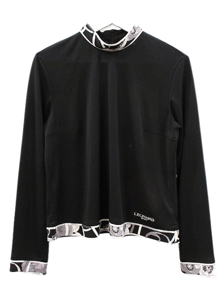 レオナールスポーツ LEONARD SPORT カットソー 七分袖 40 ブラック 黒 プリント トップス レディース拍卖