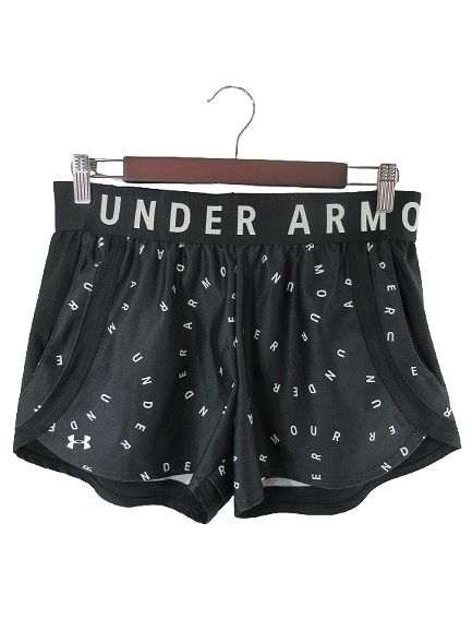 アンダーアーマー UNDER ARMOUR パンツ ショート スポーツ ランニング ゴムウエスト ロゴ 総柄 ブラック サイズXL QQQ レディース拍卖