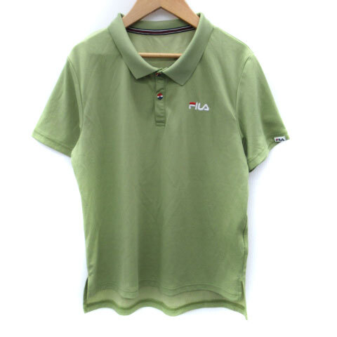フィラ FILA スポーツウェア ポロシャツ 半袖 ポロカラー ロゴ刺繍 M 緑 グリーン /SM4 レディース拍卖