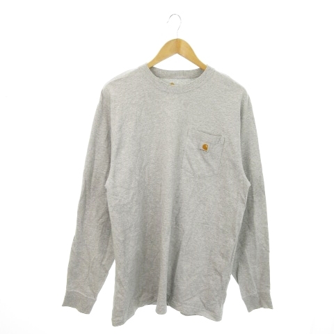 カーハート carhartt ロンT Tシャツ カットソー ラウンドネック 丸首 長袖 ロゴ L 杢グレー /MN15 メンズ拍卖