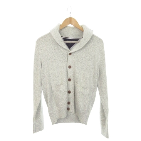 トミーヒルフィガー TOMMY HILFIGER カーディガン ニット ショールカラー 長袖 ロゴ S グレー /MN12 メンズ拍卖