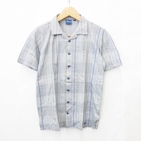 フィドラ FIDRA ゴルフ スポーツウエア シャツ 半袖 ジャガード ストライプ 紺 ネイビー L/G メンズ拍卖