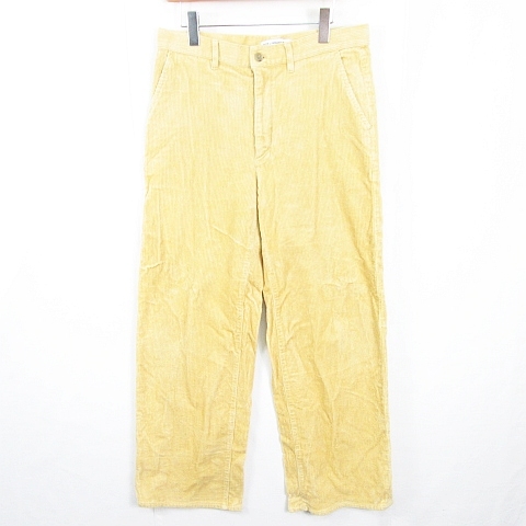 ユニクロ UNIQLO × イネス INES DE LA FRESSANGE コーデュロイ ワイド パンツ ストレッチ 綿 W73 イエロー kz12675 レディース拍卖