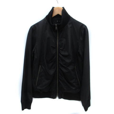 インタープラネット INTERPLANET ブルゾンジャケット ミドル丈 ダブルジップ ナイロン 38 M 黒 ブラック /SM10 レディース拍卖