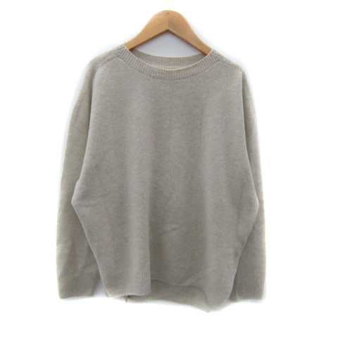 ミッシェルクラン MICHEL KLEIN ニット セーター 長袖 クルーネック 無地 オーバーサイズ 38 M ベージュ /SY30 レディース拍卖