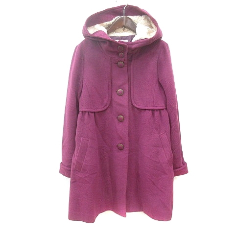 アクシーズファム axes femme コート シングル 総裏地 フード フェイクファー M 赤紫 パープル /MN レディース拍卖