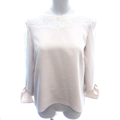 クリアインプレッション CLEAR IMPRESSION シャツ ブラウス 切替 レース 七分袖 2 M ベージュ /AU レディース拍卖