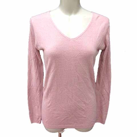 アズールバイマウジー AZUL by moussy ニット カットソー Vネック 長袖 S ピンク /YK レディース拍卖