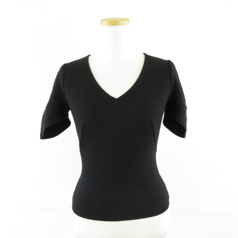 シビラ SYBILLA Vネックニット 半袖 黒 M *A930 レディース拍卖