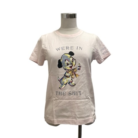 マークジェイコブス MARC JACOBS Tシャツ 半袖 クルーネック プリント 刺繍 コットン C631P32RE2020 XS ピンク マルチカラー レディース拍卖