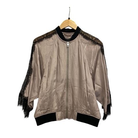 ディーゼル DIESEL ジャケット ブルゾン 長袖 レース サテン 00E8F200 グレージュ 黒 ブラック レディース拍卖