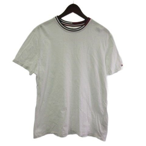 トミーヒルフィガー TOMMY HILFIGER Tシャツ カットソー 半袖 白 ホワイト L メンズ拍卖