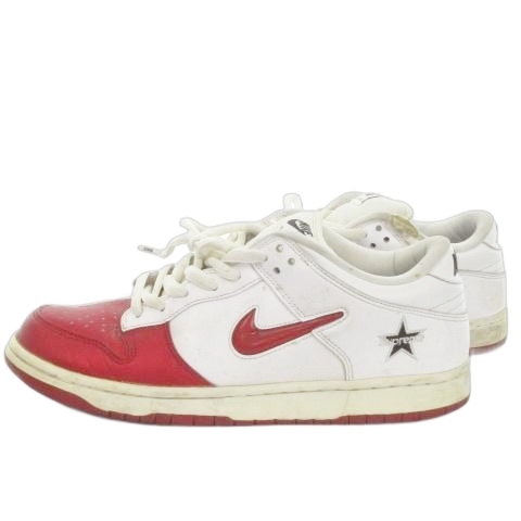 シュプリーム SUPREME ナイキ エスビー NIKE SB Dunk Low ダンク ロー スニーカー レザー 28cm 白 赤 バーシティ レッド CK3480-600拍卖