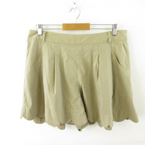 ペイトンプレイス PEYTON PLACE 大きいサイズ スカラップキュロット ショートパンツ ベージュ 15B *T204 レディース拍卖