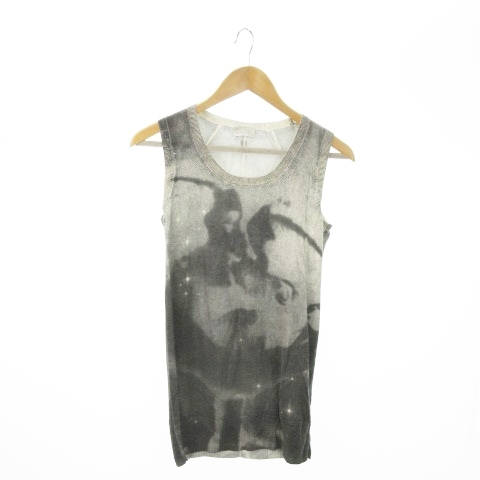 ディーゼル DIESEL タンクトップ ニット ラウンドネック インターシャ 総柄 S グレー /MN16 メンズ拍卖