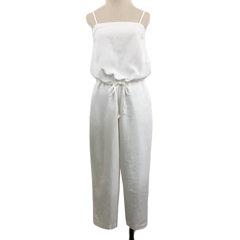 ジャーナルスタンダード オールインワン サロペット テーパード ロング 無地 リネン混 ノースリーブ F 白 ホワイト レディース拍卖