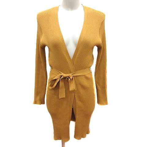 ボッシュ BOSCH ロングカーディガン ニット 前開き ウエストマーク 長袖 38 M 黄色 イエロー /YK レディース拍卖