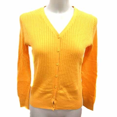 未使用品 クリアインプレッション CLEAR IMPRESSION カーディガン ニット Vネック 長袖 2 M 黄色 イエロー /YK レディース拍卖