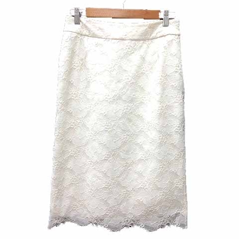 ロペ ROPE タイトスカート ミモレ ロング 総レース 38 M 白 ホワイト /YK レディース拍卖