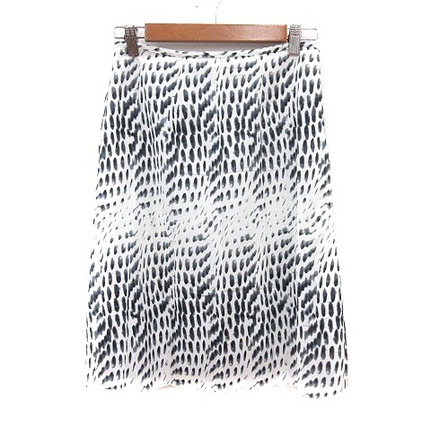 ランバン LANVIN COLLECTION フレアスカート ひざ丈 総柄 38 M 白 ホワイト /MN レディース拍卖